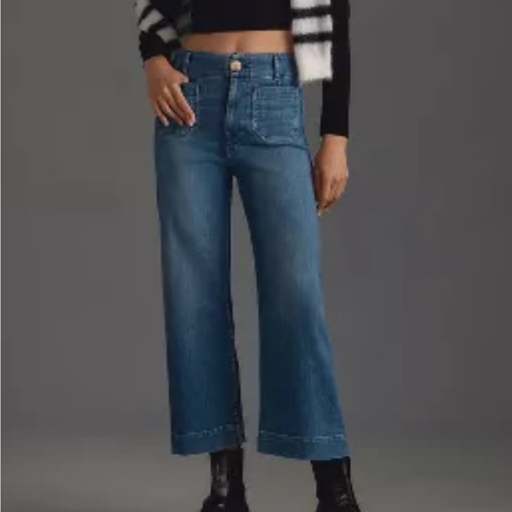 ANTHROPOLOGIE THE COLETTE CROPPED HIGH-RISE WIDE-LEG JEANS BY MAEVE SIZE 27
